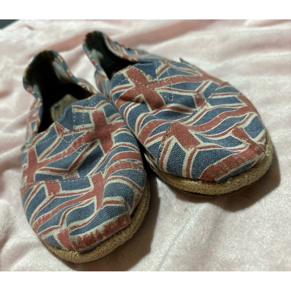 Toms‎ Rare & HTF Women's Union Jack British Flag Espadrille Flats, Size 7
